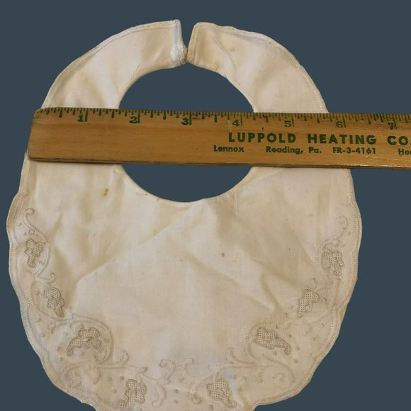 Vtg Baby Bib Cotton Lace Hand Made in Italy for Macy Assoc, Embroidered - Picture 5 of 7